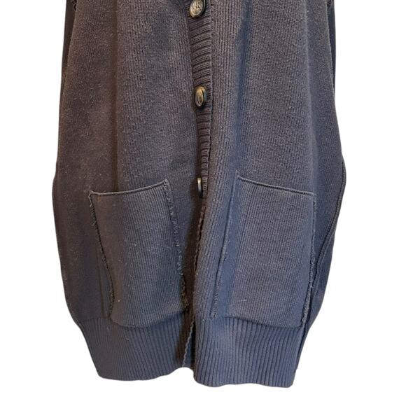 Free People Oakleigh Vest Womens Sz Large Charcoal Gray V Neck Raw Hem Oversize - Picture 9 of 16